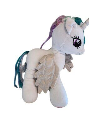Build A Bear My Little Pony Princess Celestia Plush White Unicorn 19" Wings Mane